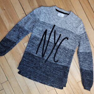 Zara Boys #The Knit Ombre Sweater Size 8 / 128cm — Graffiti Print Grey Black Cot